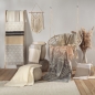 Preview: Biederlack Fransenplaid 'White Bouclé' 130 x 170 cm Natur